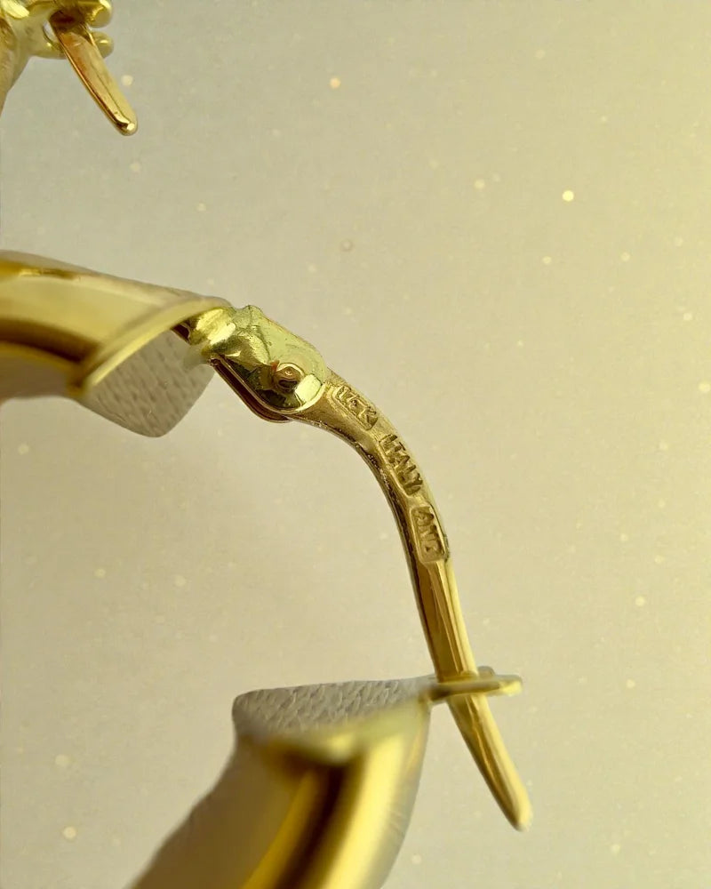 14K Gold Chunky Hoop Earrings - 18.5 mm - 14K Solid Gold - Free shipping - 5