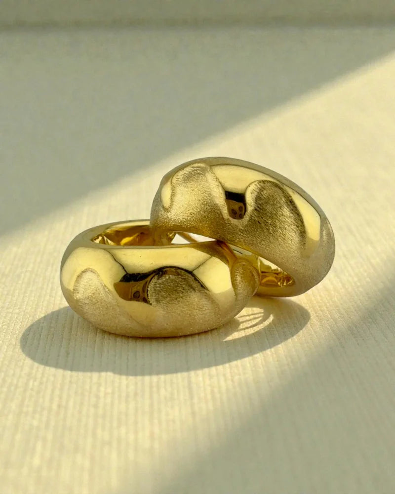 14K Gold Chunky Hoop Earrings - 18.5 mm - 14K Solid Gold - Free shipping - 1