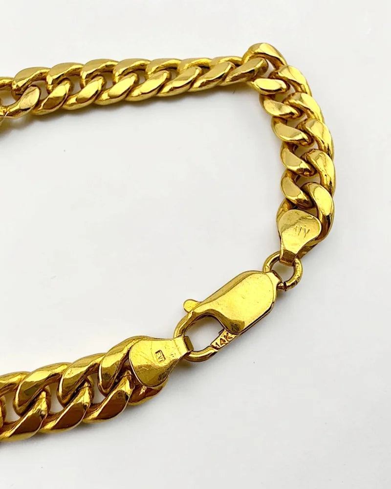 14K Yellow Gold Curb Link Bracelet | 1.80 ct Heart Aquamarine - 14K Solid Gold - Free shipping - 9
