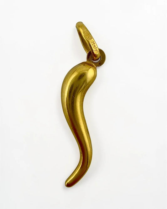 18K Gold Cornicello Charm Pendant Italian Horn - 18K solid gold - Free shipping - 1