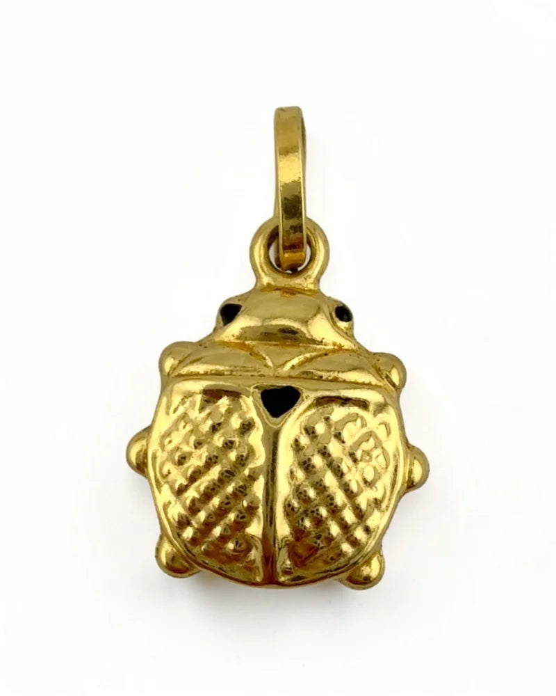 18K Gold Ladybug Charm Pendant Red and Black Enamel - 18K solid gold - Free shipping - 2