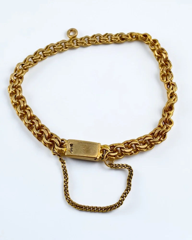 Vintage 10K Yellow Gold Byzantine Chain Bracelet 6.25 in - 10K Gold - Free shipping - 4