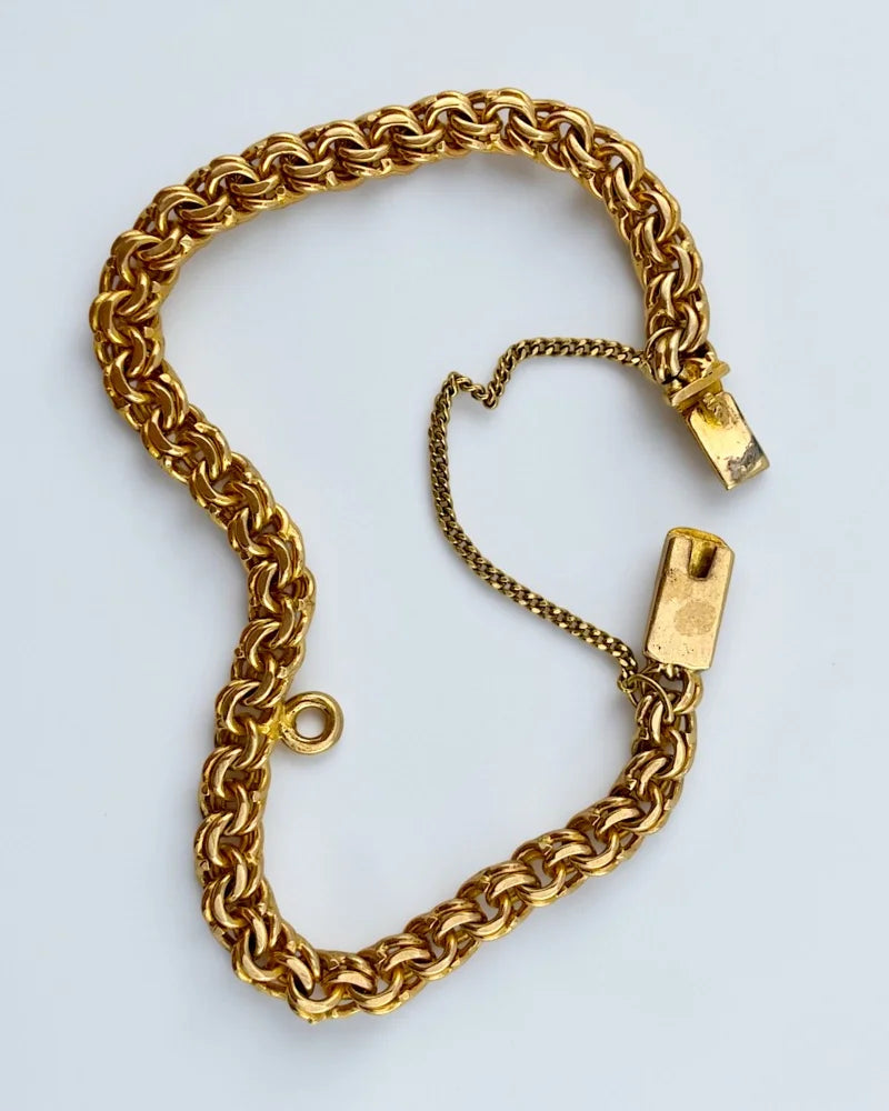 Vintage 10K Yellow Gold Byzantine Chain Bracelet 6.25 in - 10K Gold - Free shipping - 1