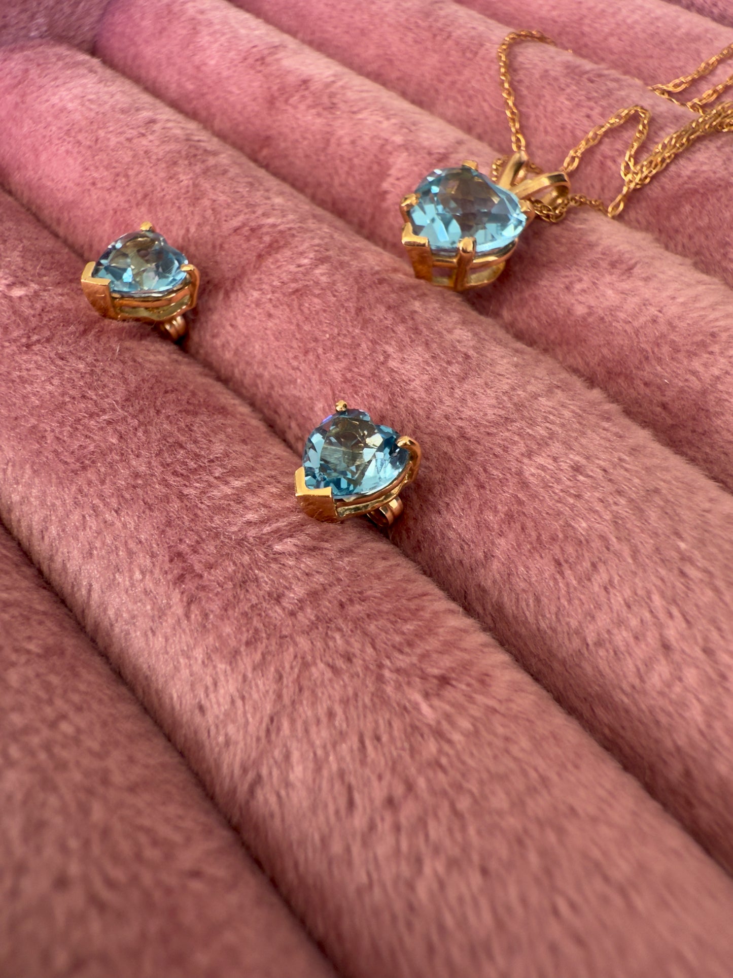 Heart Blue Topaz Gold Necklace