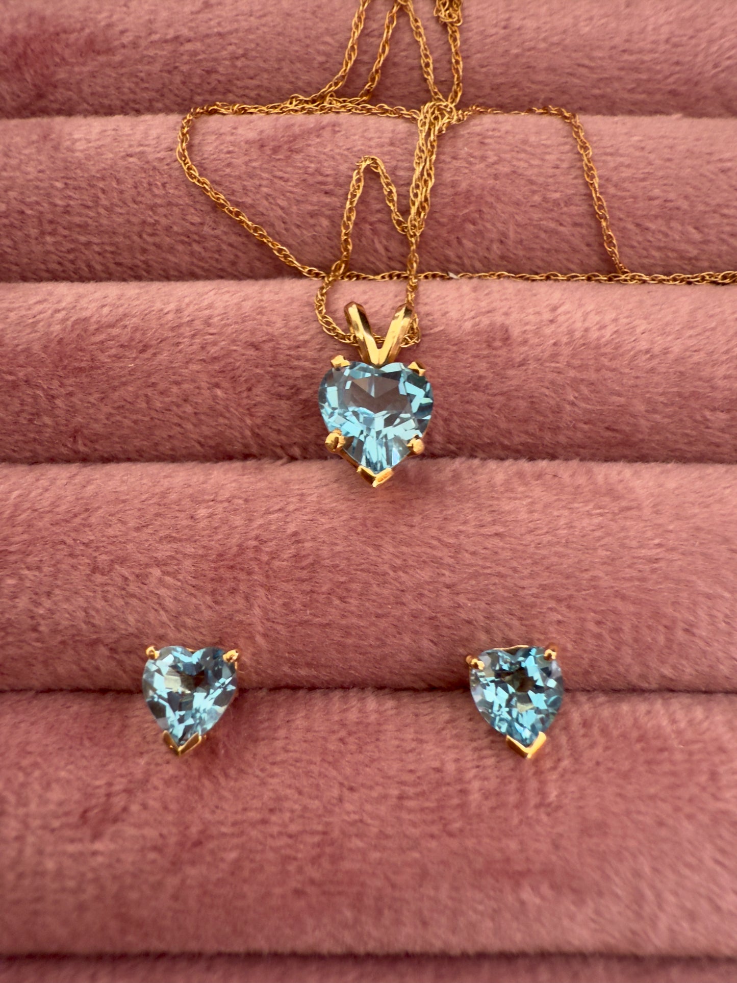 Heart Shape Blue Topaz Stud Earrings