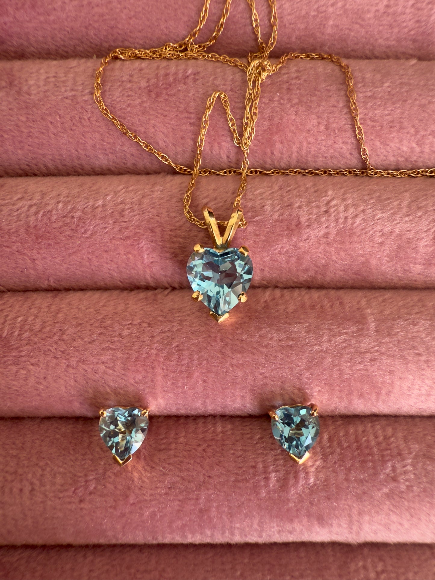 Heart Blue Topaz Gold Necklace
