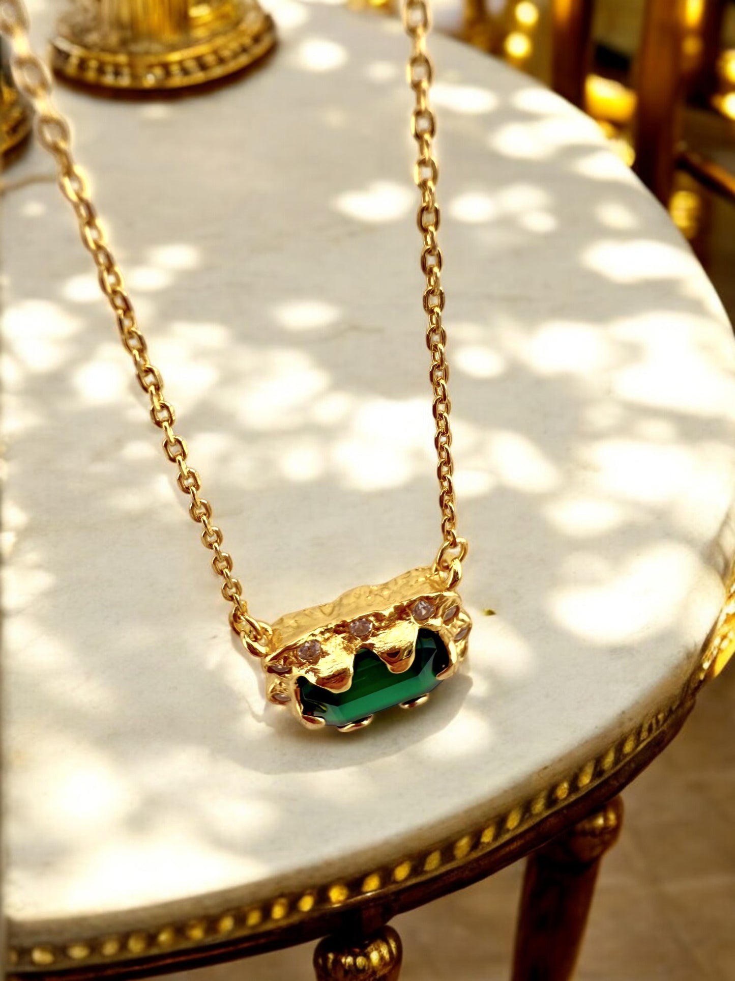 Natural Green Agate Pendant Necklace