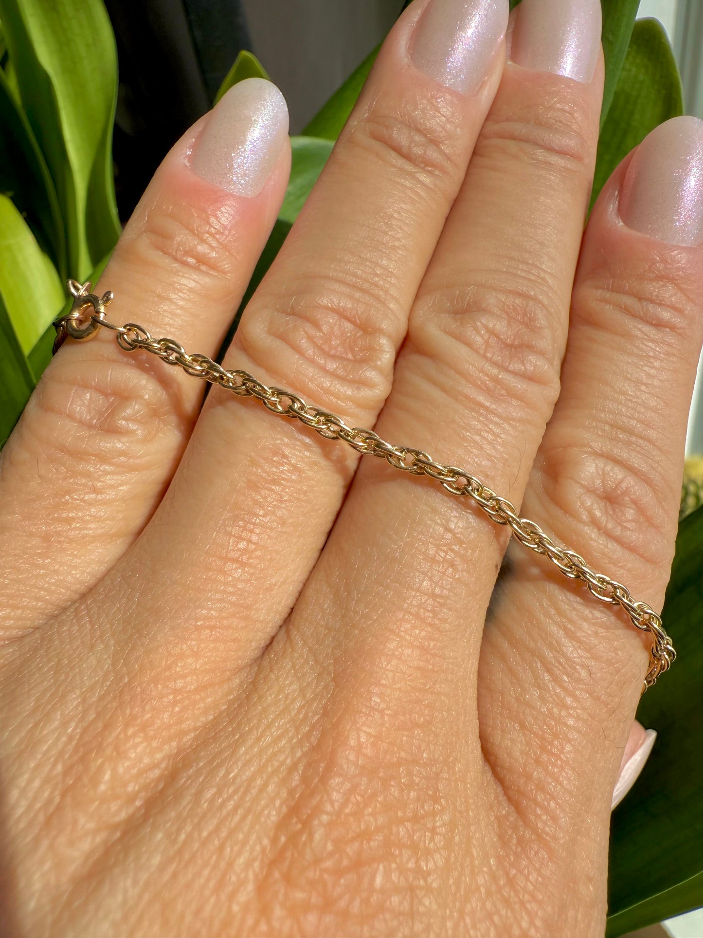 Vintage Solid Gold Rope Chain Bracelet