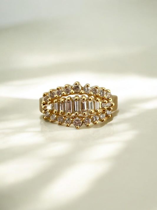 Diamond Cluster Ring 14K Gold, Sparkling VS1 Diamonds