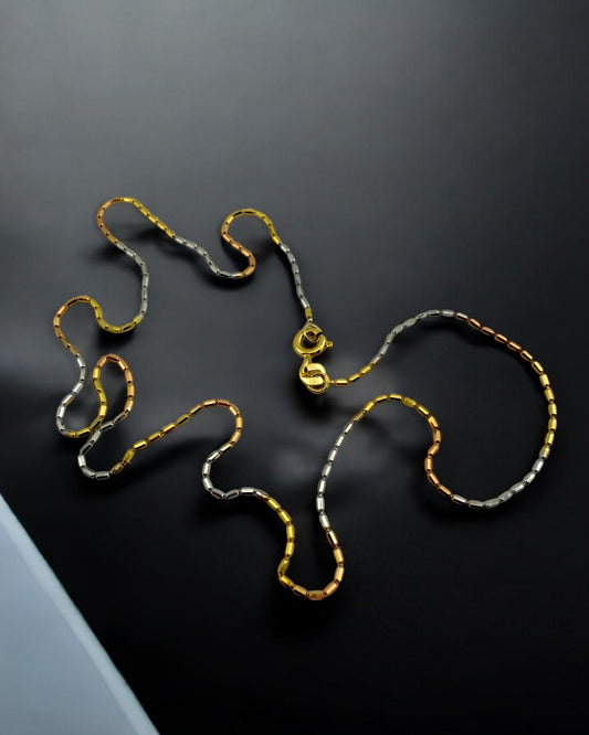 Vintage 18K Italian Tricolore Box Chain Necklace