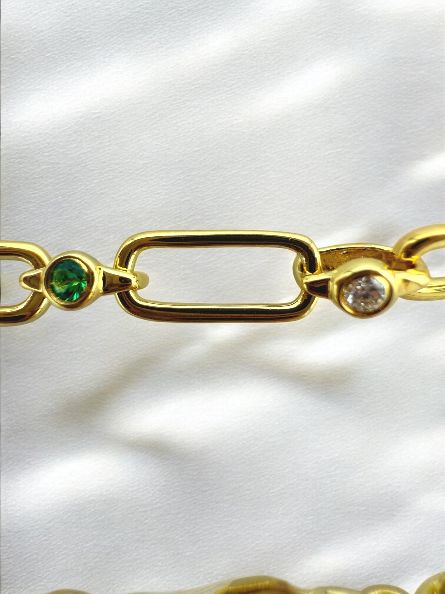 Rainbow Paperclip Necklace | Ruby, Sapphire, Emerald & Diamond