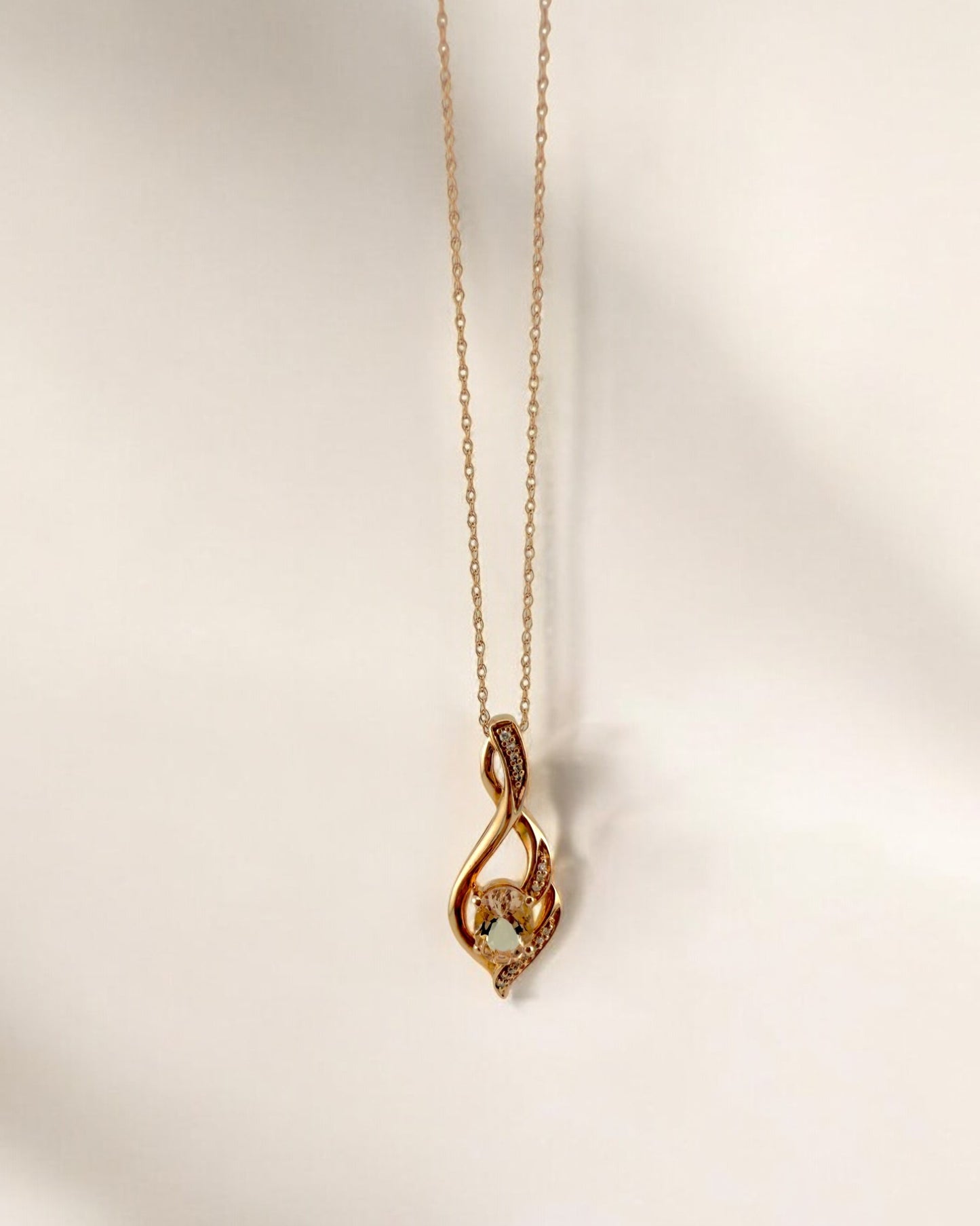 Natural Morganite and Diamond Pendant Necklace in Rose Gold