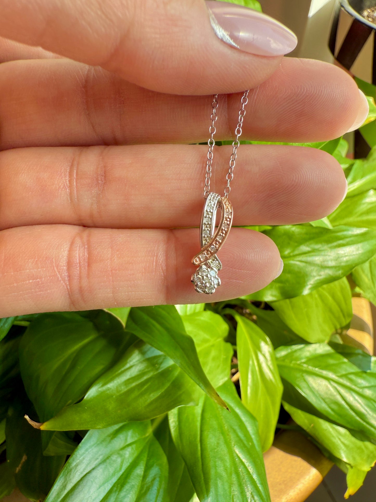 Silver and Rose Gold Intertwined Pendant Necklace