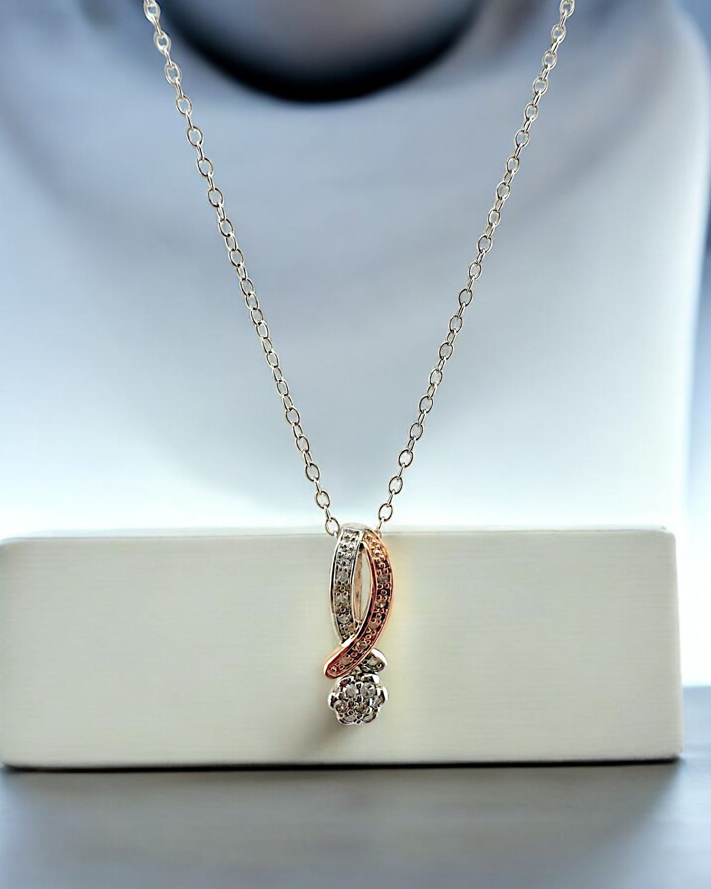 Silver and Rose Gold Intertwined Pendant Necklace