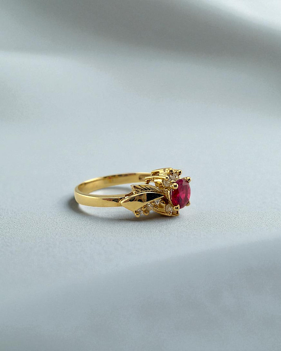 Vintage Red Sapphire and Diamond Ring