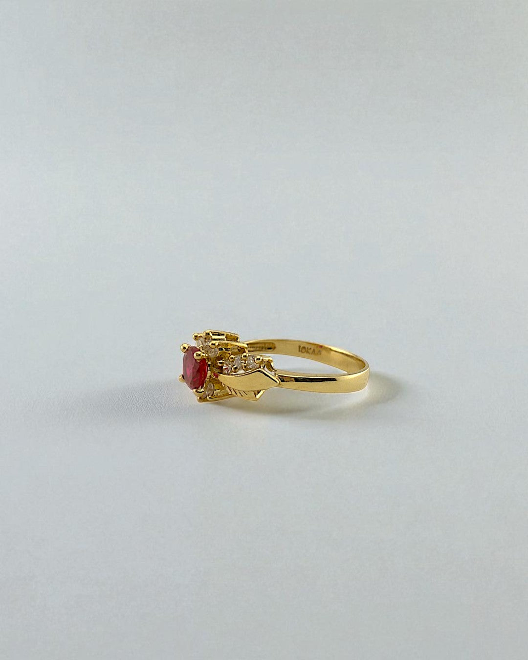 Vintage Red Sapphire and Diamond Ring