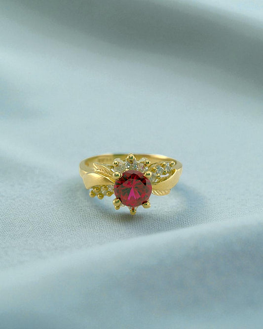 Vintage Red Sapphire and Diamond Ring