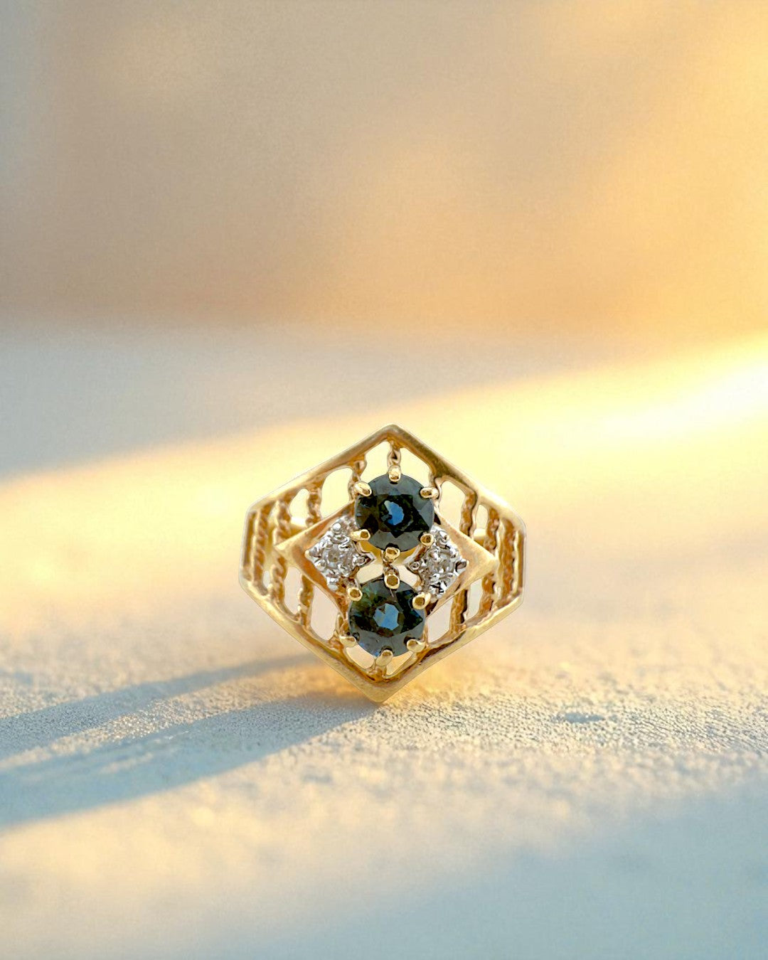 Edwardian-Art Deco Filigree Sapphire Ring