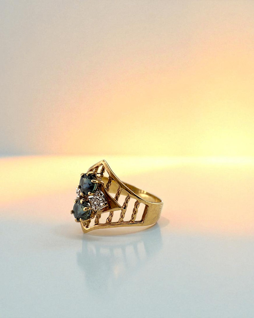 Edwardian-Art Deco Filigree Sapphire Ring