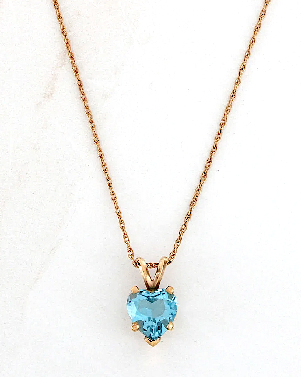 Heart Blue Topaz Gold Necklace