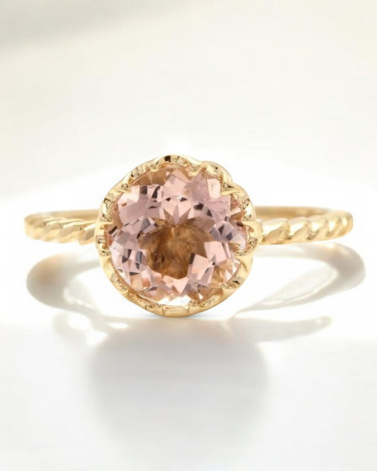 Natural Light Peach Morganite Ring