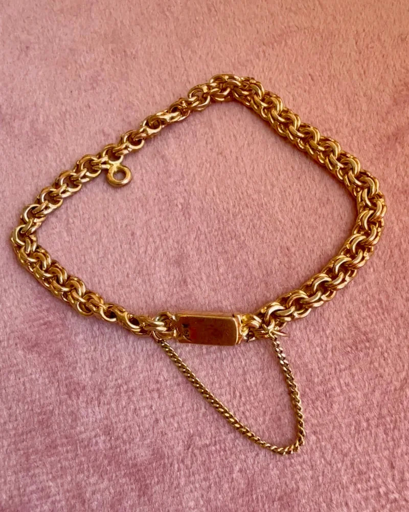 Vintage 10K Yellow Gold Byzantine Chain Bracelet 6.25 in - 10K Gold - Free shipping - 3