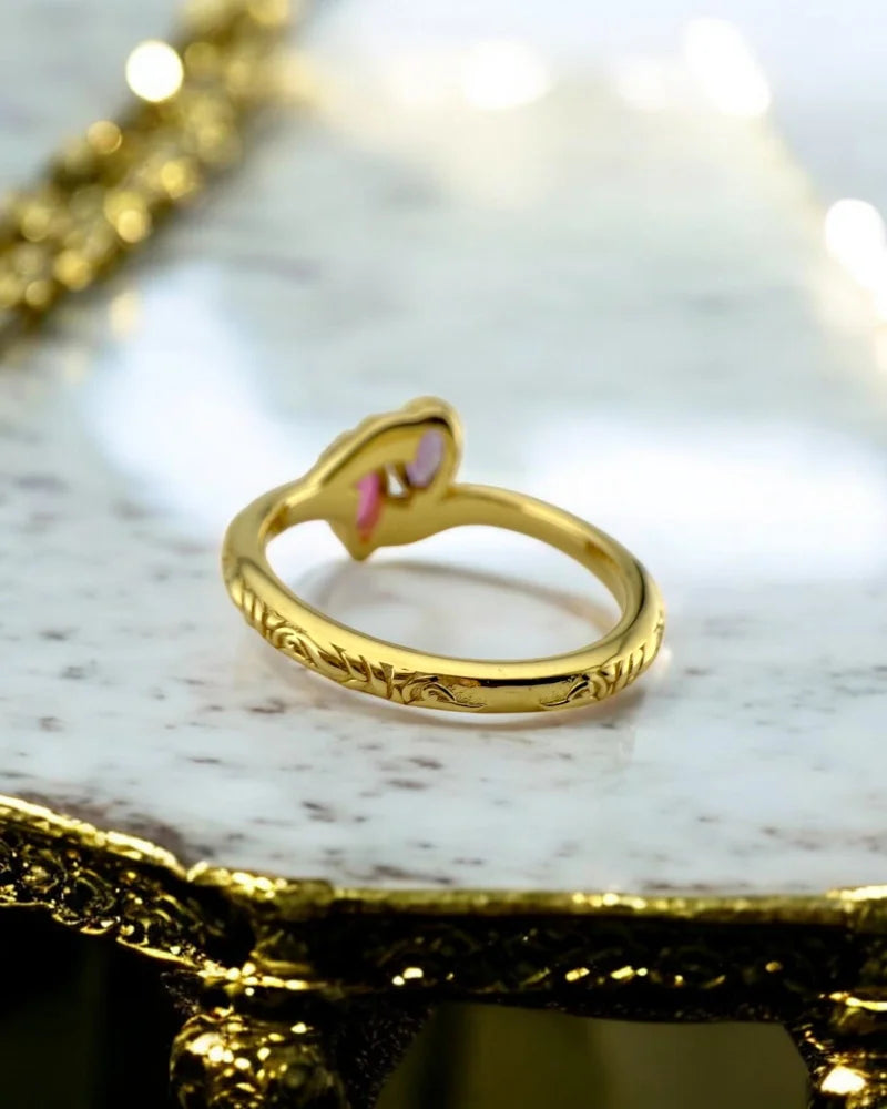 Amethyst and Pink Topaz Toi et Moi Ring - 6 - SS925 14K Gold Vermeil - Free shipping - 8