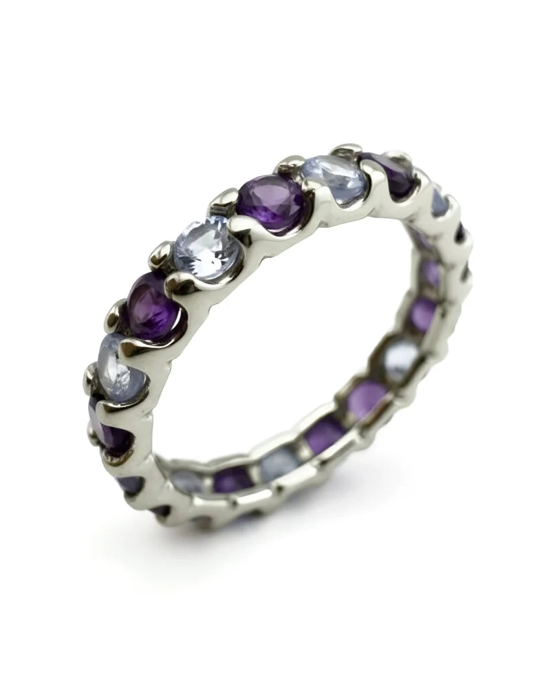 Amethyst Tanzanite Eternity Band in Sterling Silver 925 - Silver - Sterling Silver - Free shipping - 1