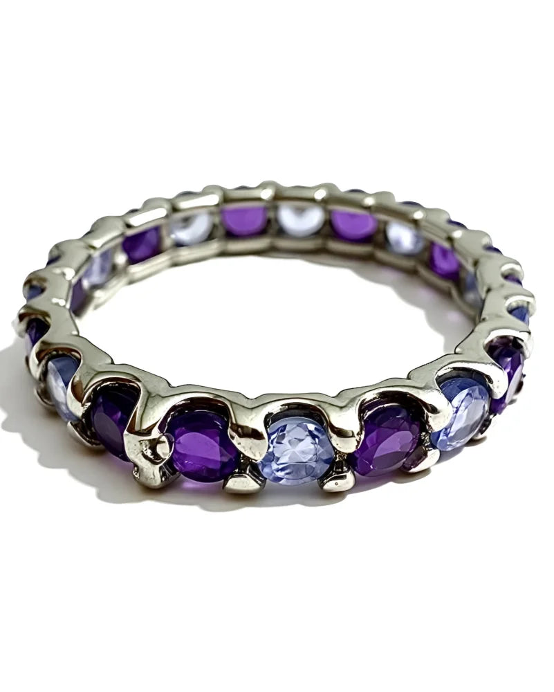 Amethyst Tanzanite Eternity Band in Sterling Silver 925 - Silver - Sterling Silver - Free shipping - 3