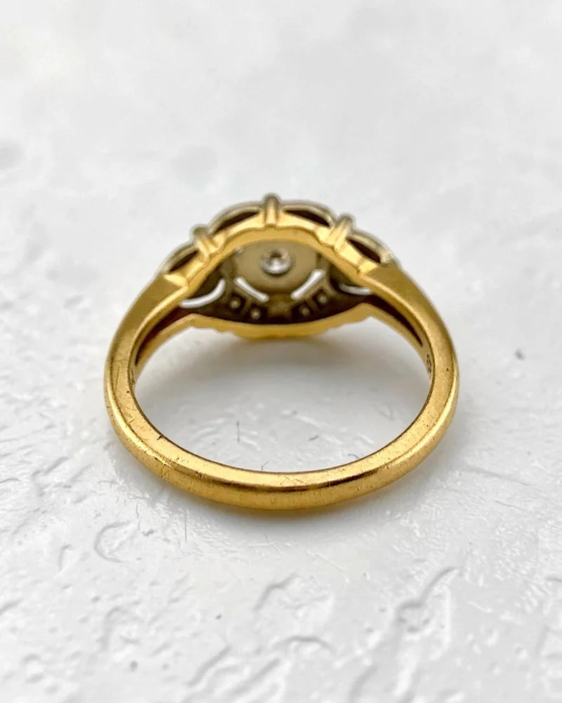 Antique Art Deco 14K Yellow and White Gold Diamond Ring - 14K Solid Gold - Free shipping - 5