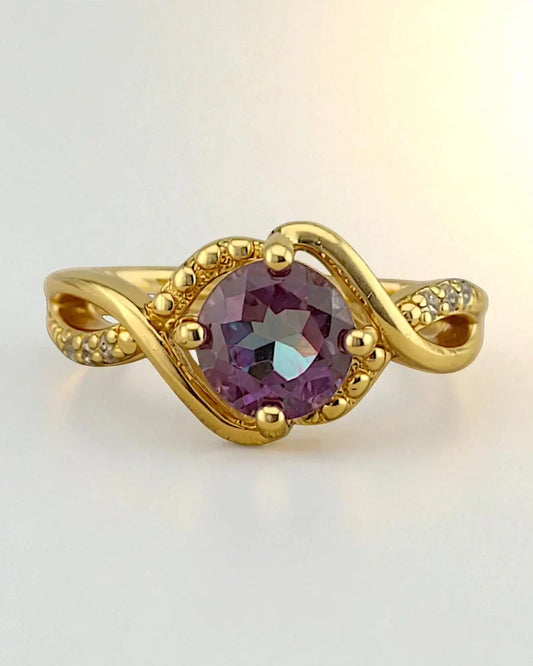 Color Changing Alexandrite SS925 Gold Vermeil Ring - SS925 14K Gold Vermeil - Free shipping - 1