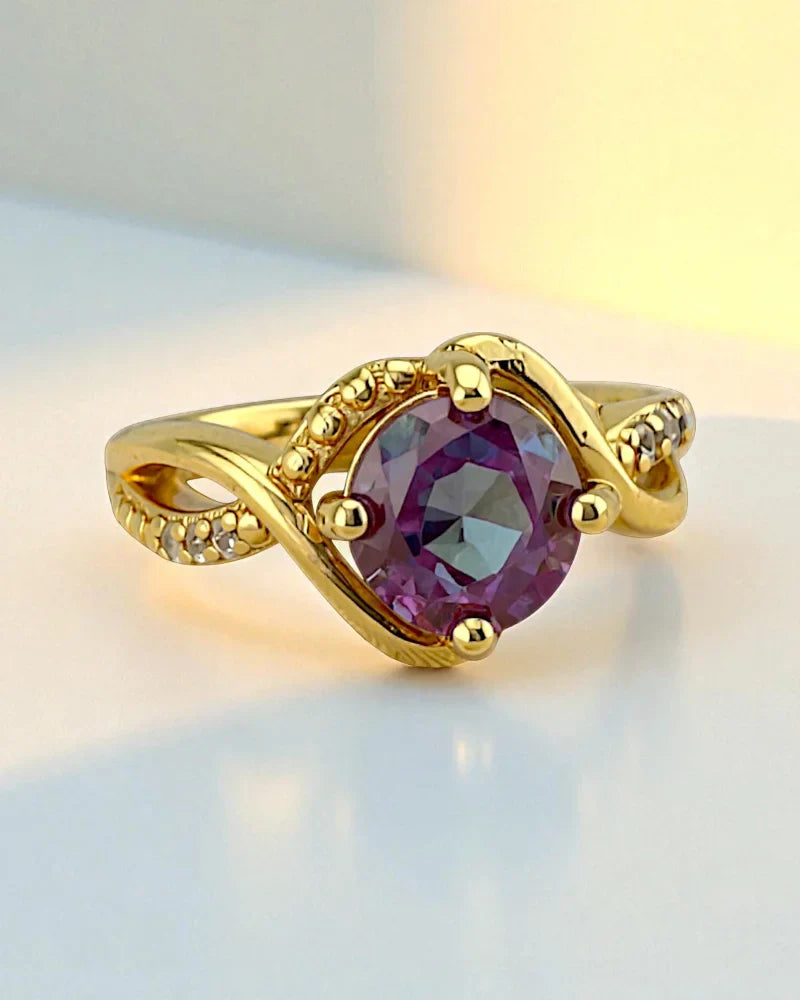 Color Changing Alexandrite SS925 Gold Vermeil Ring - SS925 14K Gold Vermeil - Free shipping - 3