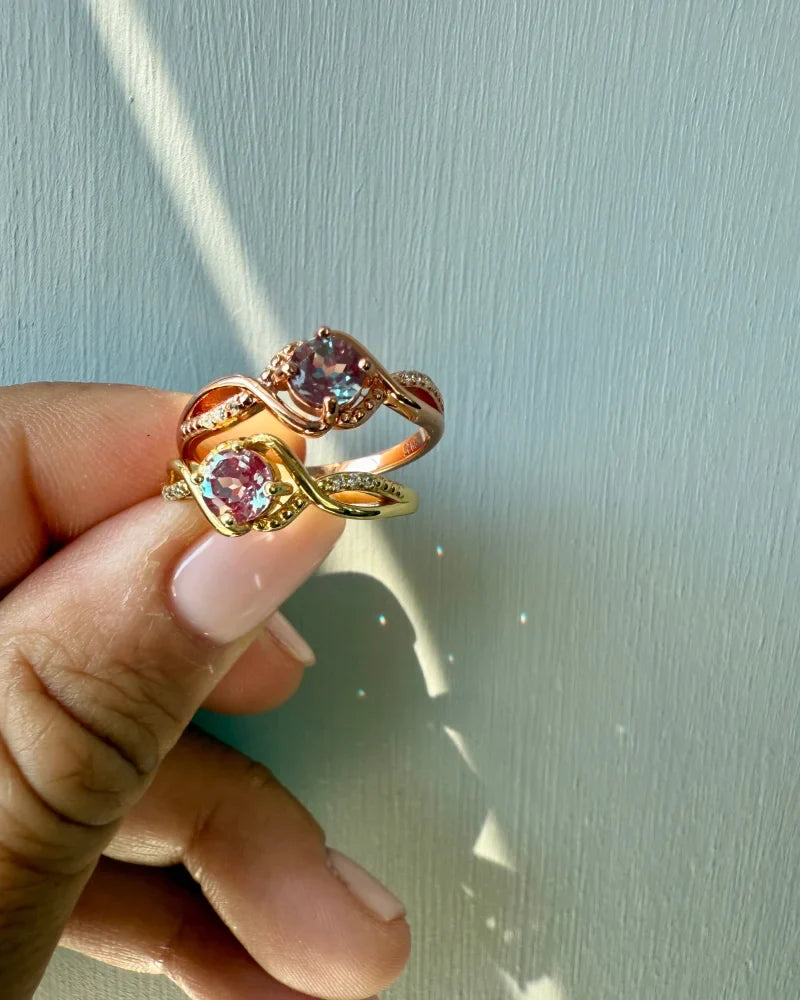 Color Changing Alexandrite SS925 Gold Vermeil Ring - SS925 14K Gold Vermeil - Free shipping - 2