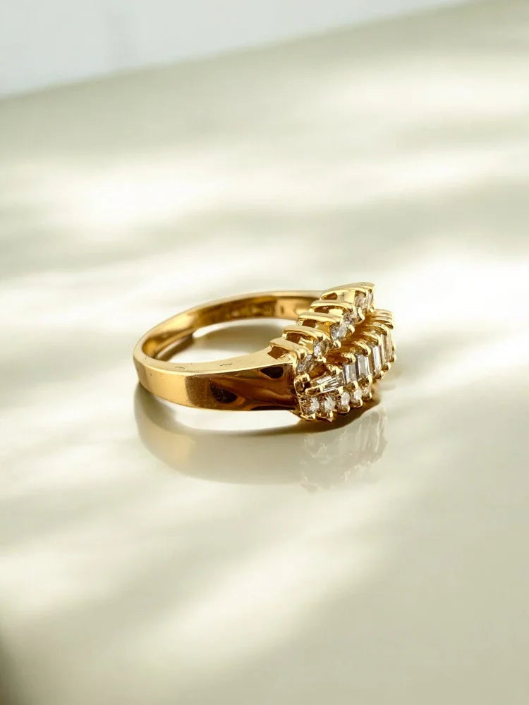 Diamond Cluster Ring with Sparkling VS Diamonds - 6.5 - 14K Solid Gold - Free shipping - 6