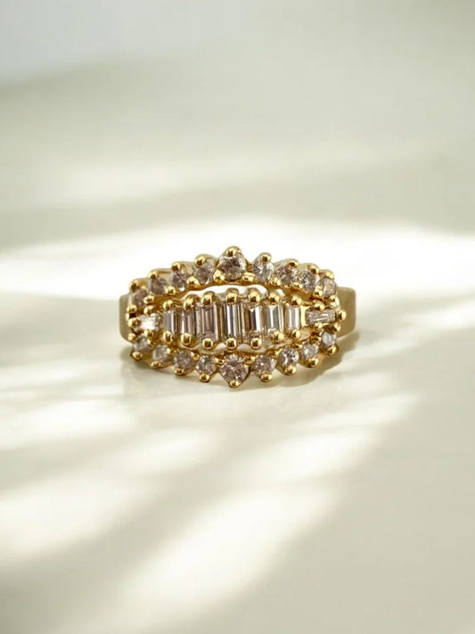 Diamond Cluster Ring with Sparkling VS Diamonds - 6.5 - 14K Solid Gold - Free shipping - 1