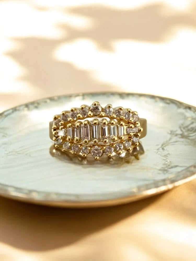 Diamond Cluster Ring with Sparkling VS Diamonds - 6.5 - 14K Solid Gold - Free shipping - 3