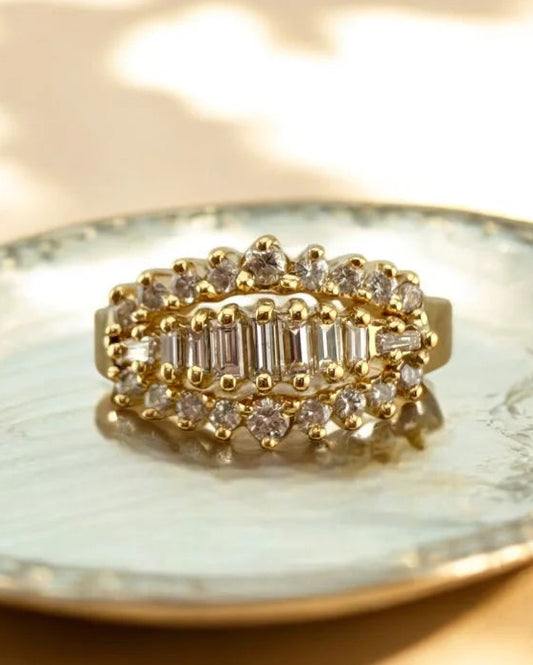 14K Gold VS Diamond Cluster Ring - 14K Solid Gold - Free shipping - 1