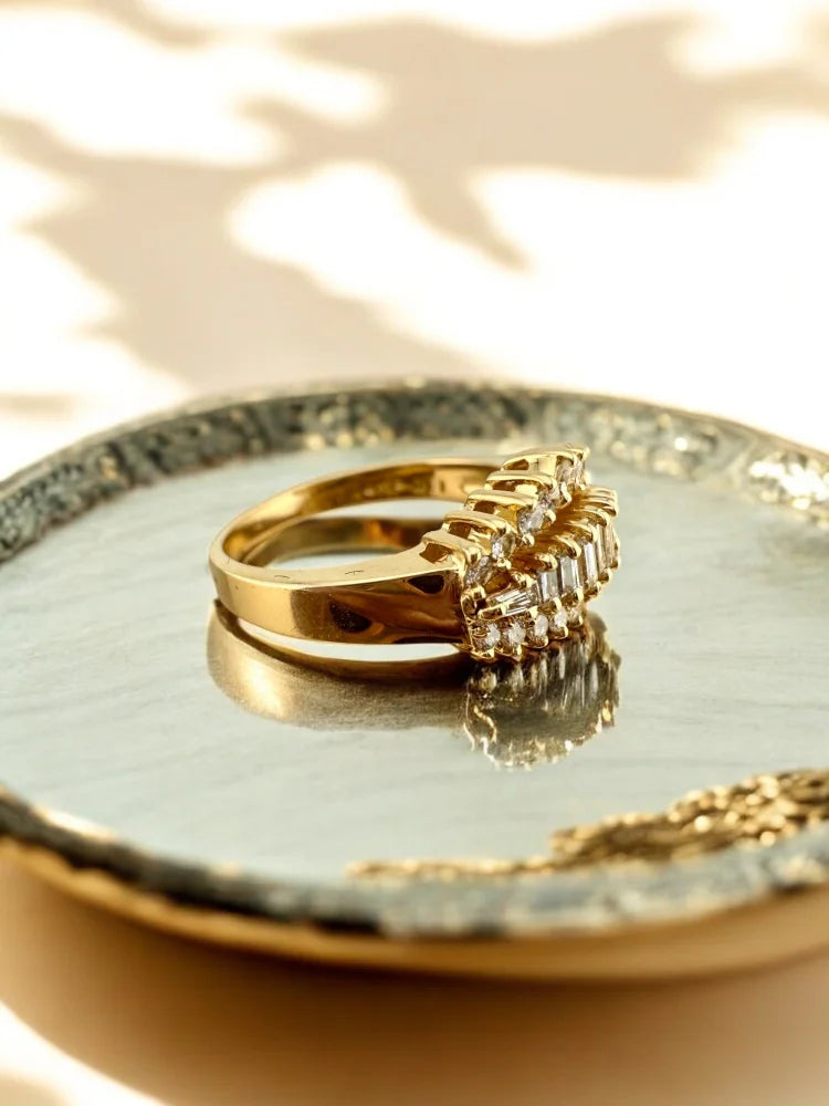 Diamond Cluster Ring with Sparkling VS Diamonds - 6.5 - 14K Solid Gold - Free shipping - 2