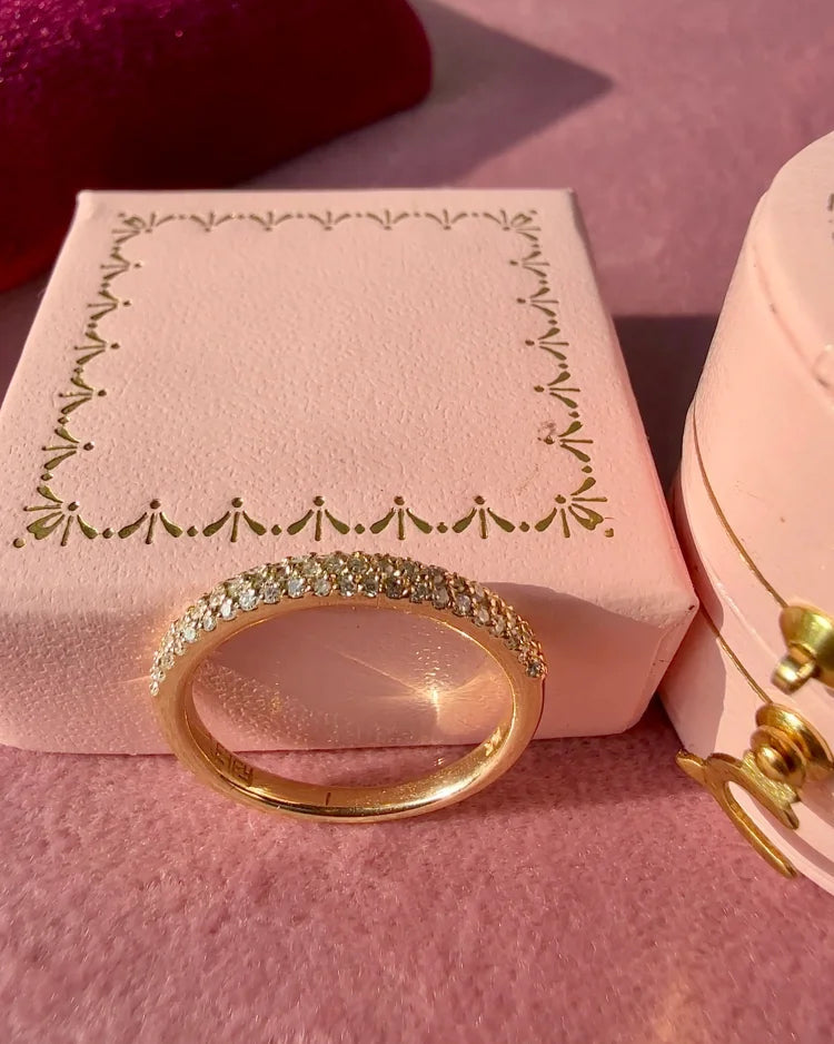 EFFY 14K Gold Half Eternity Pavé Diamond Band - 14K Solid Gold - Free shipping - 3