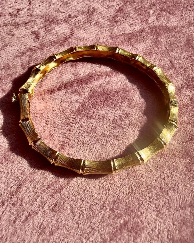 14K Gold Chunky Bamboo Bangle Bracelet - 22.23g - 14K Solid Gold - Free shipping - 4
