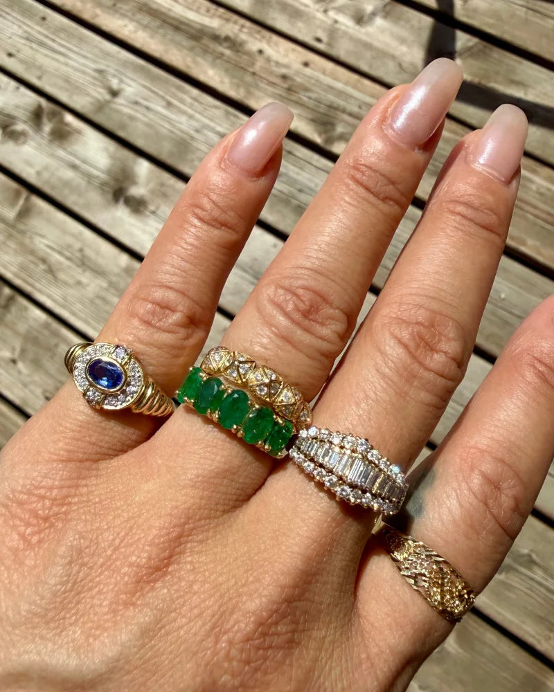 Estate 14K Gold Tanzanite Diamond Ring - 14K Solid Gold - Free shipping - 6