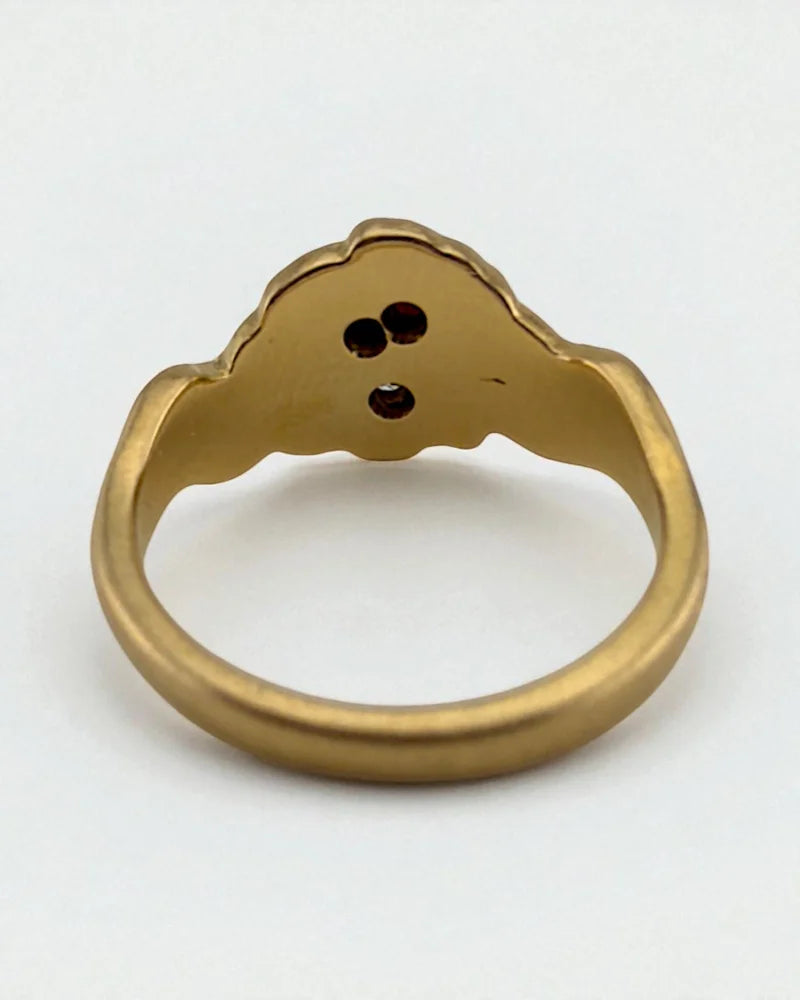 Gold Ruby & Diamond Lion Head Signet Ring - 14K Solid Gold - Free shipping - 4