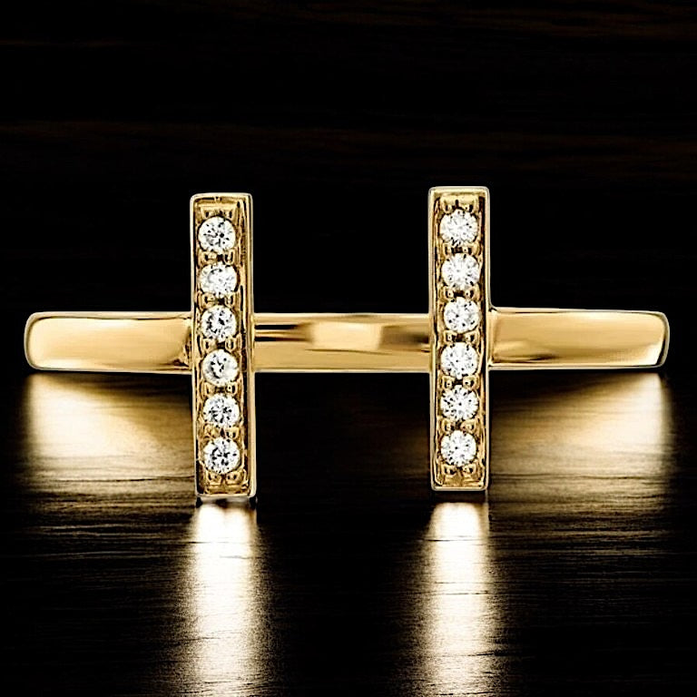 T Double Bar Diamond Ring
