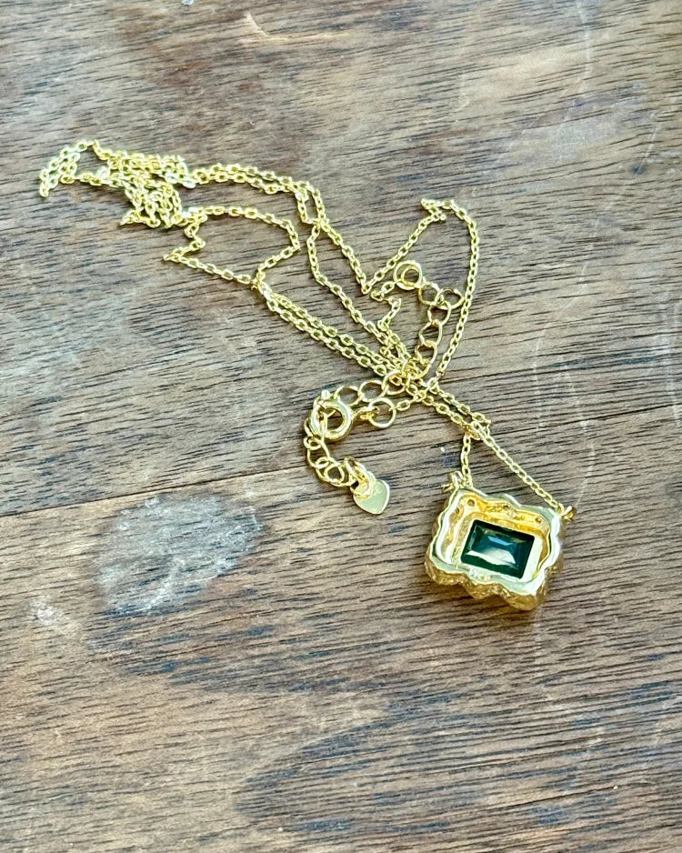 Natural Green Agate Pendant Necklace - SS925 14K Gold Vermeil - Free shipping - 5