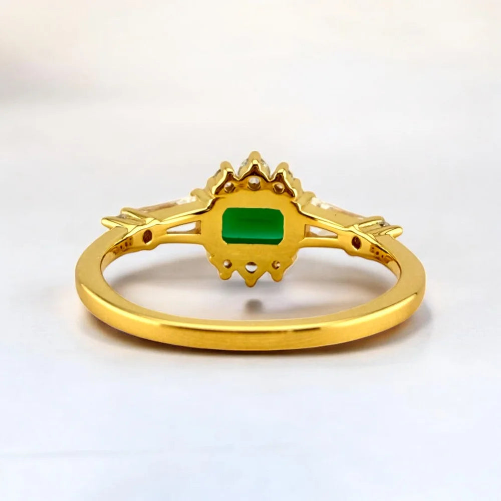 Natural Green Agate Ring in 14K Gold Vermeil - SS925 14K Gold Vermeil - Free shipping - 5