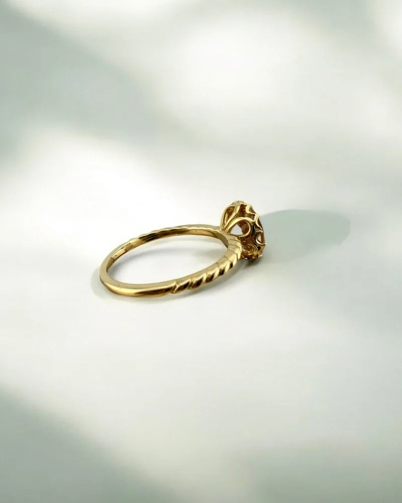 Natural Light Peach Morganite Ring - 7 - 14K Solid Gold - Free shipping - 5