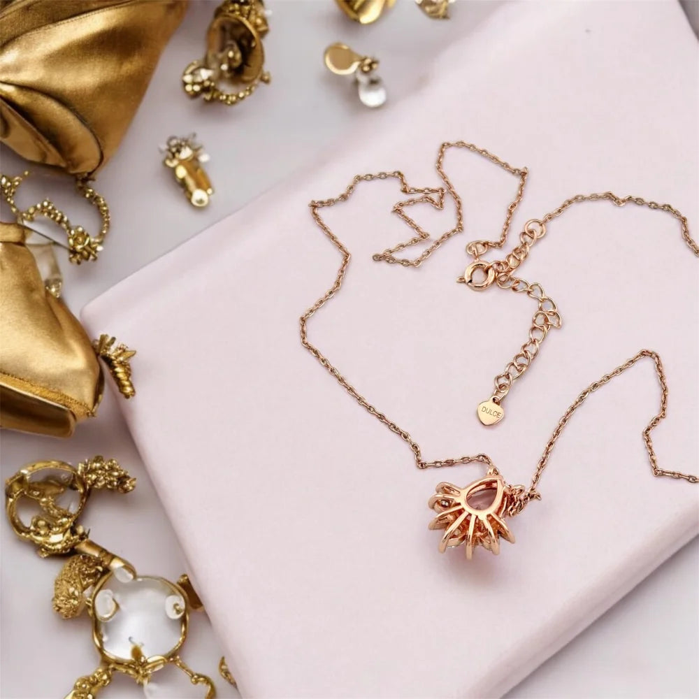 Pear Cut Morganite Starburst Necklace - Rose gold - SS925 14K Gold Vermeil - Free shipping - 3