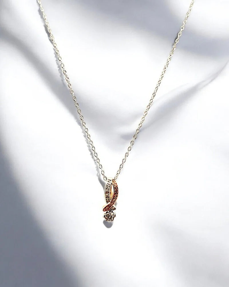 Silver and Rose Gold Intertwined Pendant Necklace - Sterling Silver - Free shipping - 4