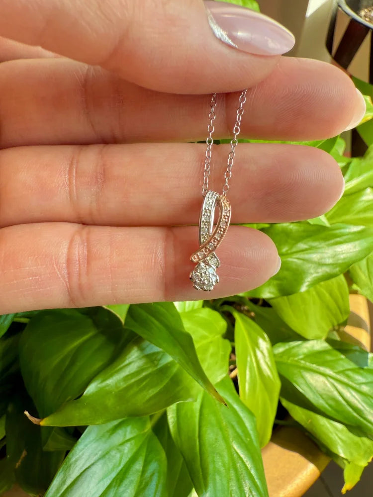 Silver and Rose Gold Intertwined Pendant Necklace - Sterling Silver - Free shipping - 3