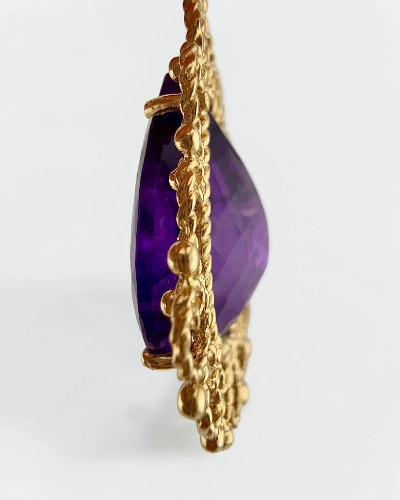 Victorian 14K Gold 10 ct Amethyst Filigree Pendant - 14K Solid Gold - Free shipping - 2